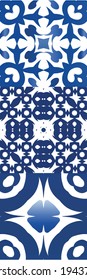 Antique azulejo tiles patchworks. Creative design. Kit of vector seamless patterns. Blue spain and portuguese decor for bags, smartphone cases, T-shirts, linens or scrapbooking.