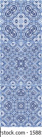 Antique azulejo tiles patchworks. Graphic design. Collection of vector seamless patterns. Blue spain and portuguese decor for bags, smartphone cases, T-shirts, linens or scrapbooking.