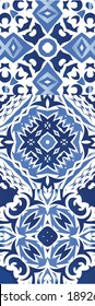 Antique azulejo tiles patchworks. Graphic design. Kit of vector seamless patterns. Blue spain and portuguese decor for bags, smartphone cases, T-shirts, linens or scrapbooking.