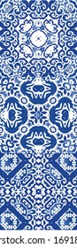 Antique azulejo tiles patchworks. Hand drawn design. Collection of vector seamless patterns. Blue spain and portuguese decor for bags, smartphone cases, T-shirts, linens or scrapbooking.