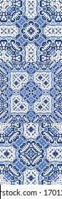 Antique azulejo tiles patchworks. Kit of vector seamless patterns. Bathroom design. Blue spain and portuguese decor for bags, smartphone cases, T-shirts, linens or scrapbooking.