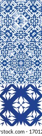 Baldosas de azulejo de época. Kit de modelos vectoriales sin fisuras. Diseño de cocina. Espalda azul y decoración portuguesa para bolsas, estuches para smartphones, pantalones en T, ropa de cama o rayado.