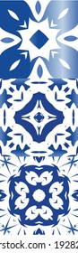 Antique azulejo tiles patchworks. Kit of vector seamless patterns. Universal design. Blue spain and portuguese decor for bags, smartphone cases, T-shirts, linens or scrapbooking.