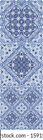 Antique azulejo tiles patchworks. Kitchen design. Collection of vector seamless patterns. Blue spain and portuguese decor for bags, smartphone cases, T-shirts, linens or scrapbooking.