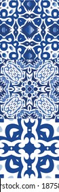 Azulejos antiguos. Diseño de cocina. Colección de patrones sin fisuras vectoriales. España azul y decoración portuguesa para bolsas, estuches para smartphones, camisetas, ropa de cama o scrapbooking.