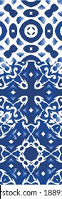 Azulejos antiguos. Diseño original. Kit de patrones sin fisuras vectoriales. España azul y decoración portuguesa para bolsas, estuches para smartphones, camisetas, ropa de cama o scrapbooking.