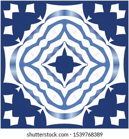 Antique azulejo tiles patchworks. Set of vector seamless patterns. Original design. Blue spain and portuguese decor for bags, smartphone cases, T-shirts, linens or scrapbooking.