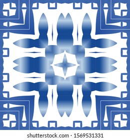 Antique azulejo tiles patchworks. Set of vector seamless patterns. Original design. Blue spain and portuguese decor for bags, smartphone cases, T-shirts, linens or scrapbooking.
