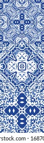 Baldosas de azulejo de época. Conjunto de patrones sin fisuras vectoriales. Diseño de color. Espalda azul y decoración portuguesa para bolsas, estuches para smartphones, camisetas, ropa de cama o rayado.