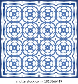 Azulejos antiguos. Conjunto de patrones vectoriales sin fisuras. Diseño original. España azul y decoración portuguesa para bolsas, estuches para smartphones, camisetas, ropa de cama o scrapbooking.