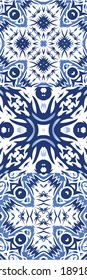 Azulejos antiguos. Conjunto de patrones vectoriales sin fisuras. Diseño universal. España azul y decoración portuguesa para bolsas, estuches para smartphones, camisetas, ropa de cama o scrapbooking.