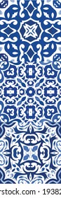 Antique azulejo tiles patchworks. Set of vector seamless patterns. Creative design. Blue spain and portuguese decor for bags, smartphone cases, T-shirts, linens or scrapbooking.