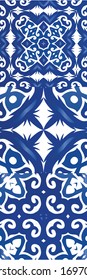 Baldosas de azulejo de época. Diseño universal. Conjunto de patrones sin fisuras vectoriales. Espalda azul y decoración portuguesa para bolsas, estuches para smartphones, pantalones en T, ropa de cama o rayado.