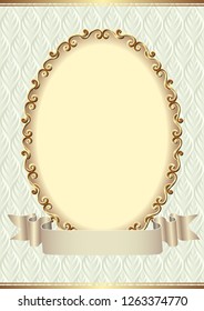 antique background with decorative frame and ribbon
