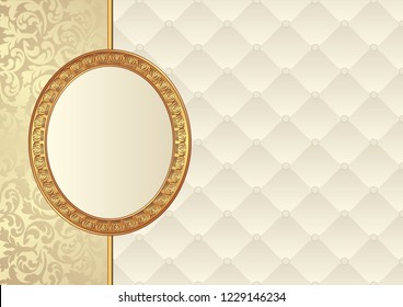 antique background with decorative pattern and golden frame