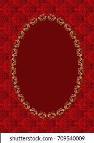 antique background with decorative pattern and golden border