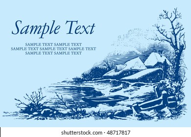 antique background with landscape, scalable and editable vector illustration