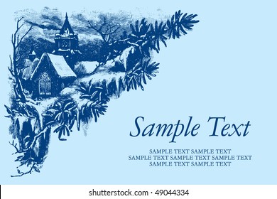 antique background with landscape, scalable and editable vector illustration
