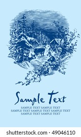 antique background with landscape, scalable and editable vector illustration