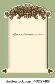 Antique background scroll for text with decor vignettes.Vector paper