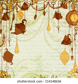 Antique background with tea party theme