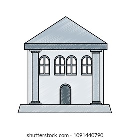 Antique bank building scribble