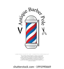 Antique barber pole logo design and symbol for your salon illustration