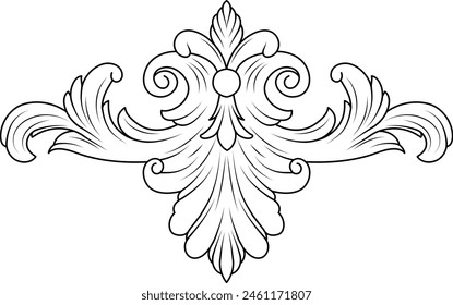 Antique baroque frame scroll ornament engraving floral retro pattern border