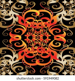 Antique baroque  seamless pattern. Floral ornaments.Modern flourish background wallpaper with vintage 3d paisley flowers, antique scroll swirl leaves in Victorian style. Vector surface luxury  texture