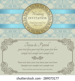 Antique Baroque Wedding Invitation Pink Ribbon Stock Vector (Royalty ...