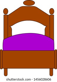 Cama antigua, ilustración, vector sobre fondo blanco.