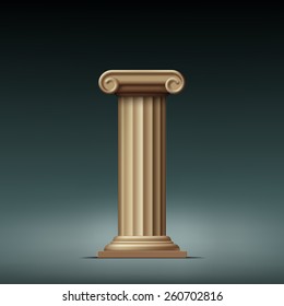 Antique beige column. Vector illustration.