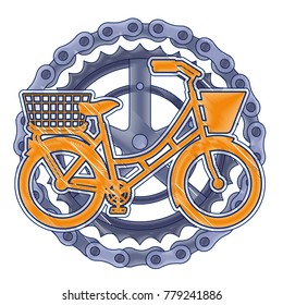 antique bicycle with basket chain and sprocket
