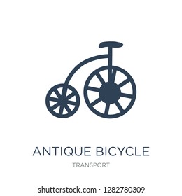 antique bicycle icon vector on white background, antique bicycle trendy filled icons from Transport collection, antique bicycle vector illustration