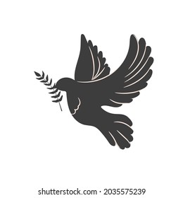 antique bird with twig logo element