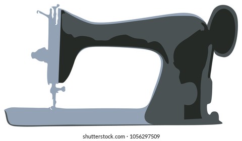 Antique black sewing machine eps vector