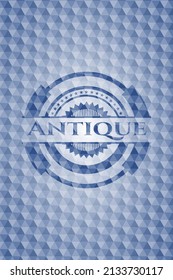 Antique blue emblem with geometric pattern background. Vector Illustration. Detailed. 