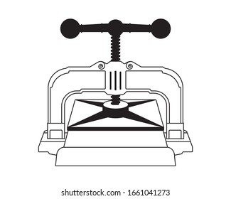 Antique bookbinding press vector illustration