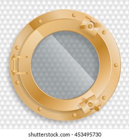 antique brass porthole on a transparent background