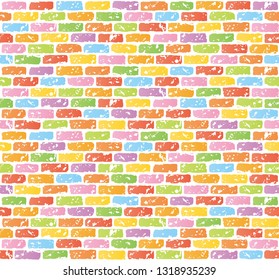 antique brick wall. colorful seamless pattern.