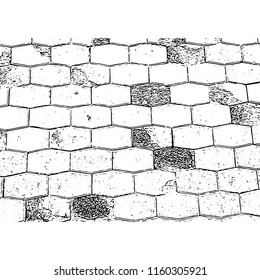 Antique brick wall texture. Grunge old stone packground. Vector pattern.