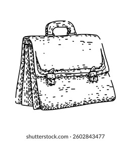 antique briefcase hand drawn. classic leather, stylish old, collectible unique antique briefcase vector sketch. isolated black illustration