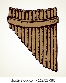 Antique brown tree peruvian tribe Kugikly quill hole on light text space. Outline black hand drawn south latin tribal logo pictogram sign design sketch in retro artist doodle style. Closeup line view