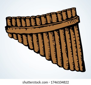 Antique brown tree peruvian tribe Kugikly quill hole on light text space. Outline black hand drawn south latin tribal logo pictogram sign design sketch in retro artist doodle style. Closeup line view