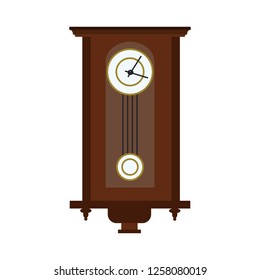 Antique brown vector clock on white background.