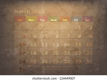 antique calendar of March