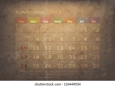 antique calendar of November