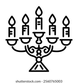 Antique candelabra icon in linear style 