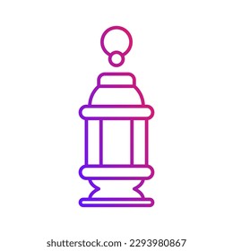 antique candle lantern islamic gradient outline icon vector illustration