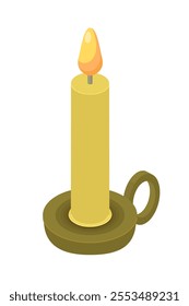 Antique candlestick - hand drawn isometric vector illustration.